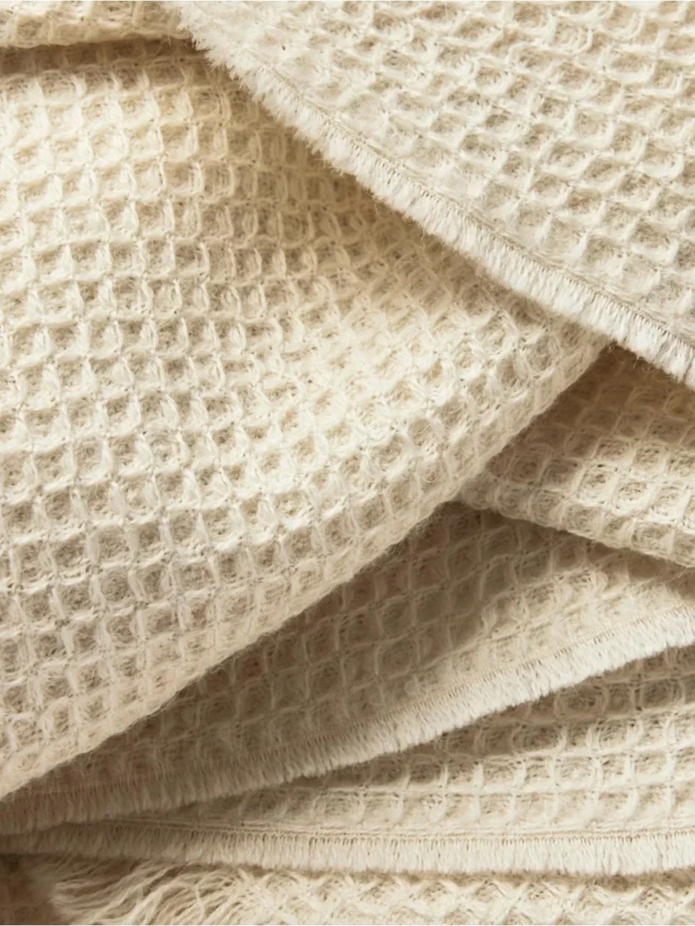 Cozy Earth Alpaca Cream Waffle Knit Throw Blanket